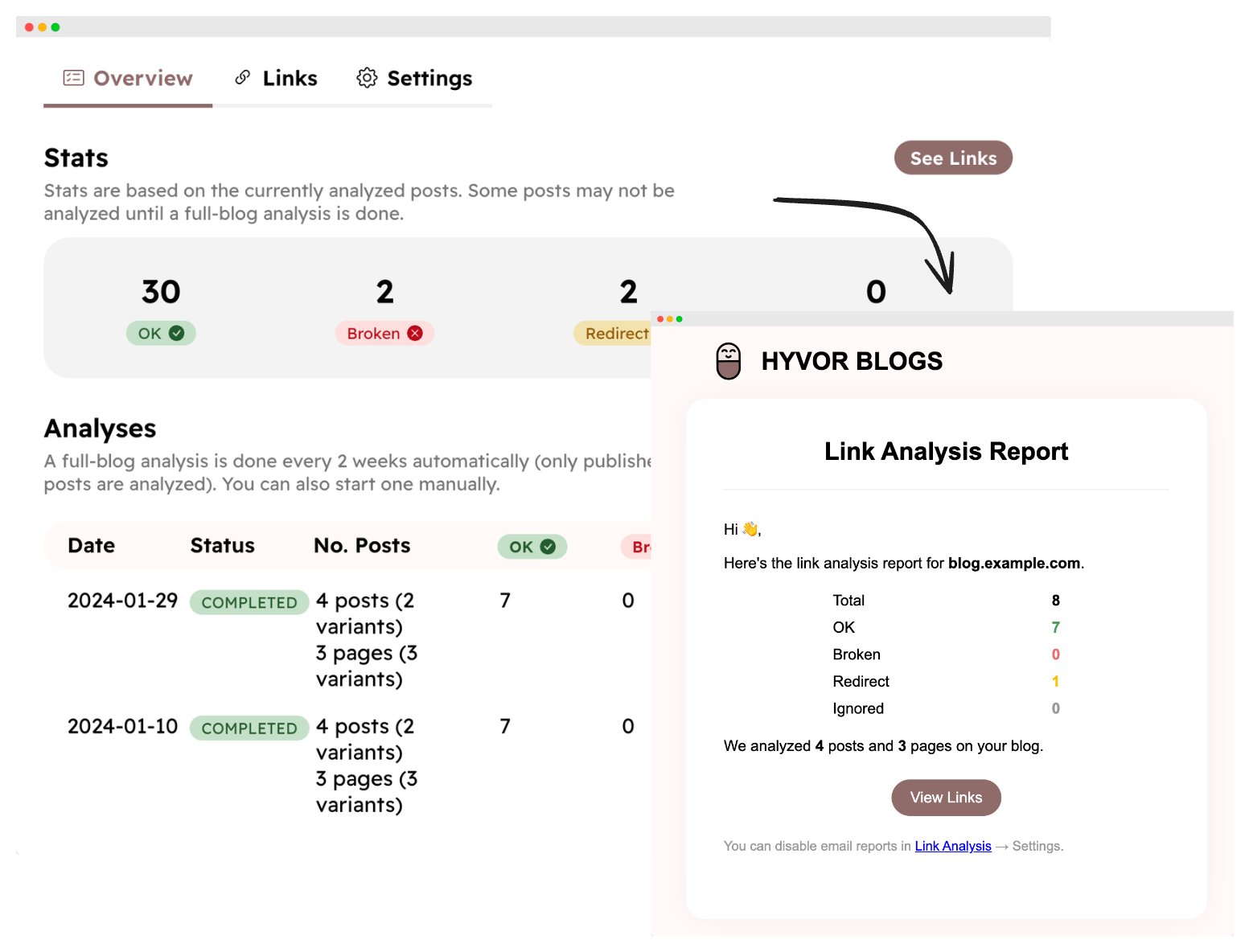 Link Analyzer Settings